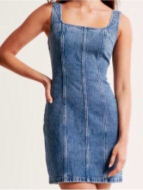 Abercrombie & Fitch Blue Denim Square-Neck Mini Dress